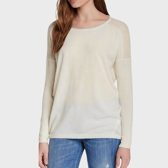 Vince 100% Cashmere Perforated Back Sweater Jumper in Winter White Cream Size XL - Picture 8 of 12